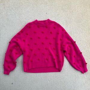 Crosby Mollie Burch Pom Pom Knit Sweater Pink Size XS Cottagecore boho